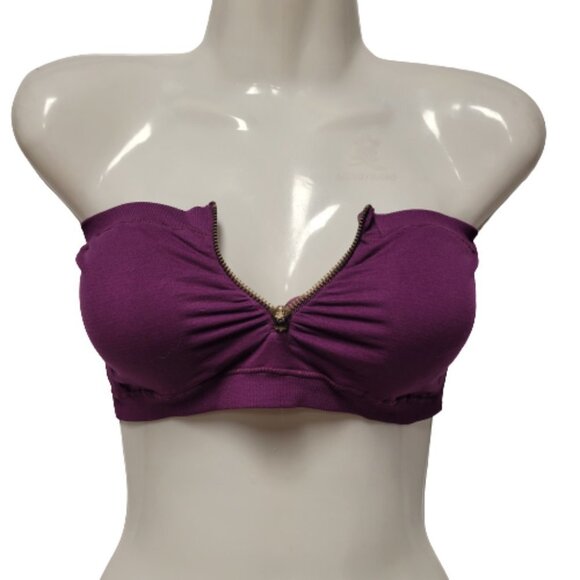 PURPLE Padded Tube Top Zippered Bandeau One Size - New - Picture 10 of 11